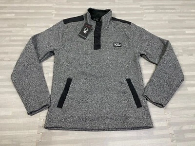 Spyder 1/4 Snap Button Pullover Fleece Jacket Men Small Charcoal Heather LS $129 - Image 1 of 4