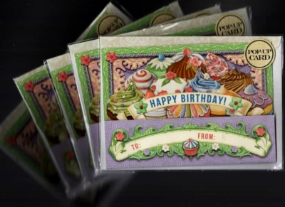 5 Punch Studio "Cupcakes" Pop-Up Birthday Cards in Original Cellophane Sleeves - Image 1 of 2