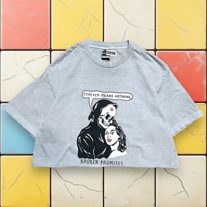 Broken Promises Grim Reaper Shirt Y2K Men L Gray Crop Top Girl Skateboarding Tee - Picture 1 of 10