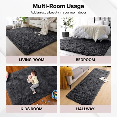 Long Fluffy Shaggy Rug Super Soft Non Slip Area Rug Living Room Bedroom Carpet - Image 1 of 4