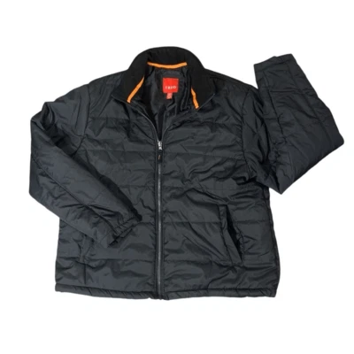 Izod Mens Size XXL Quilted Puffer Jacket Coat Black Full Zip Front Pockets - Image 1 of 4