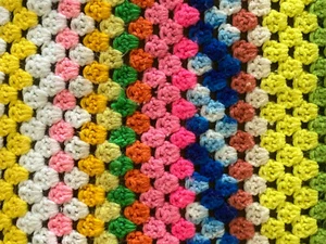 Vintage Handmade Granny Square Afghan Wool Crochet Throw Blanket 75" x 62" - Picture 1 of 7