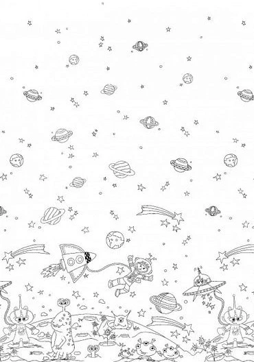 Space Alien Rocket Planet Cotton Fabric Michael Miller Space Adventures - Yard - Image 1 of 1