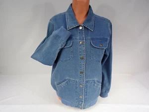 Denim & Co Womens Medium Denim Jacket Blue Cotton Snap Front 4 Pocket Hong Kong - Picture 1 of 9