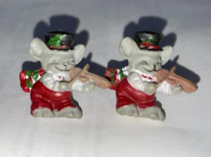 Vintage Christmas Mouse Novelty Fiddler Earrings - Picture 1 of 2