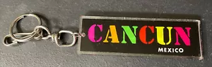 Cancun Mexico Neon Colors Vintage Acrylic Keychain Key Fob Ring - Picture 1 of 2