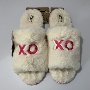 Dluxe by Dearfoams XOXO Plush Fur Ivory Memory Foam Slippers Size XL (11/12)