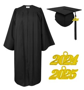 Matte Graduation Cap and Gown 2024 2025 Tassel Set High School Bachelor - Picture 1 of 6