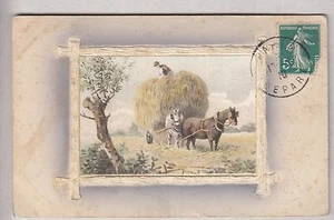 CPA ART ANIMAL - AGRICULTURE ATTELAGE CHEVAL HORSE MOISSON CHAMPS 1910 ~B42 - Imagen 1 de 2