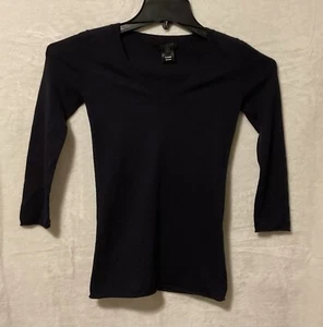 Womens Scoop NYC Black V-Neck Cashmere Knit Sweater Size XS Petite - Picture 1 of 6