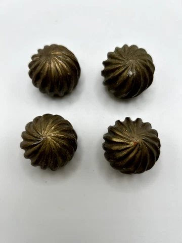 Fluted sphere ball brass  pulls handles antique vintage very heavy Cover