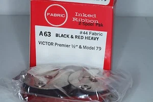 Two (2) Distinctive Quality A63 Inked Ribbon, Black & Red Heavy #44 Fabric - Picture 1 of 1