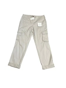 J Jill Womens Cargo Chino Pants Size 10 Beige Straight Leg Flap Pockets Stretch - Picture 1 of 10