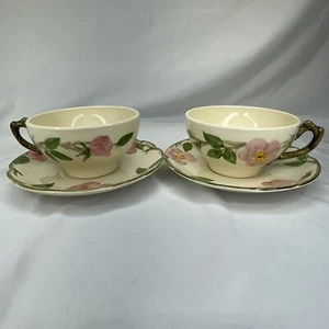 (2) Franziskaner Wüstenrose Vintage Tee-/Kaffeetassen + Untertassen - Bild 1 von 10