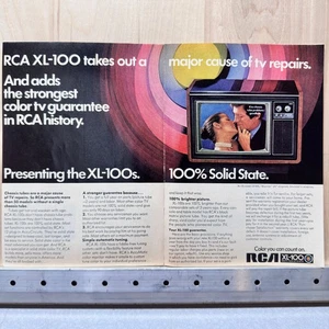 Anuncio impreso vintage de televisión a color RCA XL-100 1972 anuncio de 2 páginas - Imagen 1 de 4