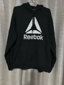 Schwarz/weißer "REEBOK" Logo - strapazierfähiger Hoodie - Gr. GROß - Bild 1 von 8