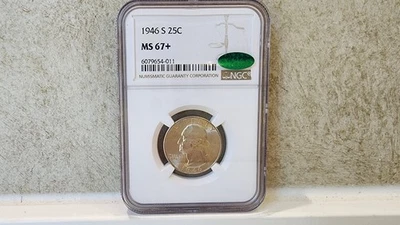 1946-S 25C NGC CAC MS 67+ Washington Quarter - Image 1 of 4