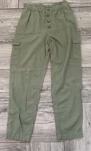 Pantaloni utility Susan Graver verde lino rayon elastico in vita taglia XS - Foto 1 di 6