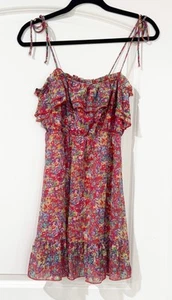 Abito donna vintage Forever 21 piccolo floreale con volant Y2K rosso trasparente Cottagecore - Foto 1 di 7