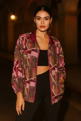 Vintage 80s 90s Womens Cervelle 100% Silk Windbreaker Track Jacket Size Large - Imagem 1 de 4