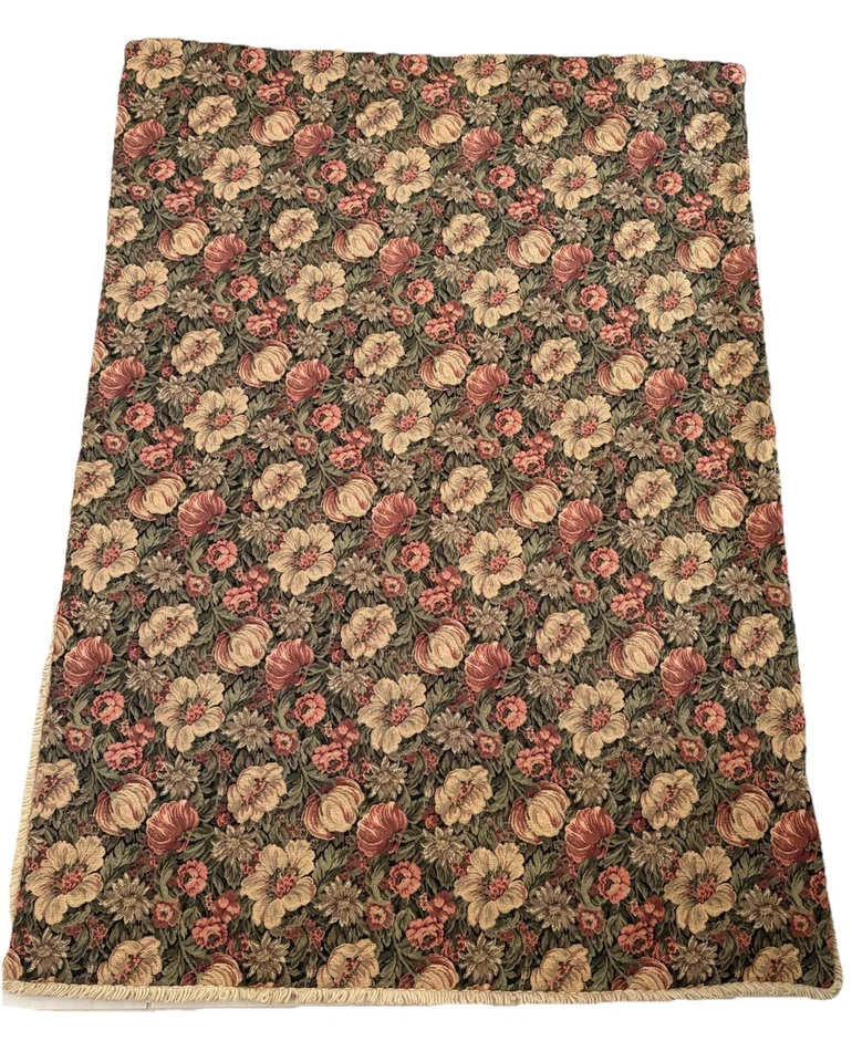 Heavy Tapestry Floral Rose Blanket - 48” X 65” - Rare! - Image 1 of 4