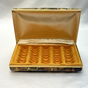 Custodia da viaggio vintage MELE toni marroni e giallo astratto guscio rigido anello portagioie - Foto 1 di 16