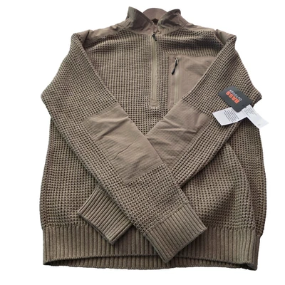 Bass Outdoor Sweater Men M Long Sleeve Quarter zip Mock Neck Beige - Image 1 of 4