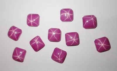 Opaque Star Ruby Square 9x9 mm Cabochon 6 Rayed Lab-created Stone 10 pcs Lot - Image 1 of 4