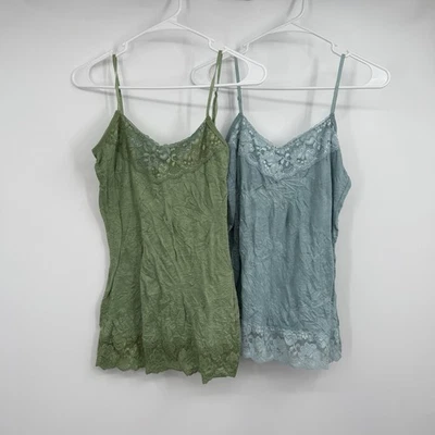 Lote De 2 Blusa Sin Mangas Estilo Y2K Cordones Capas M Hada Azul Verde Foto 1 de 4
