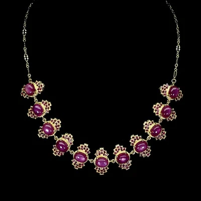 925 Sterling Silver Necklace Oval Ruby 10x8mm Natural Gemstone Jewelry 19.5 Inch - Image 1 of 4
