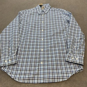 Duluth Trading Mens M Blue Plaid Wrinklefighter Trim Fit Button Down Shirt NWT - Picture 1 of 9