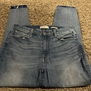 JEN 7 For All Mankind Woman's 8 (30x26) Ankle Skinny Jeans Blue Denim Frayed - Picture 1 of 5