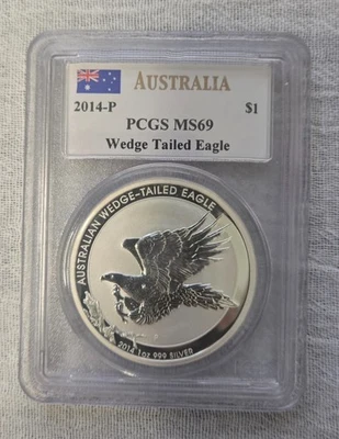 Australia 2014-P Wedge Tailed Eagle $1 PCGS MS 69 - Signed by John Mercanti - Image 1 of 4