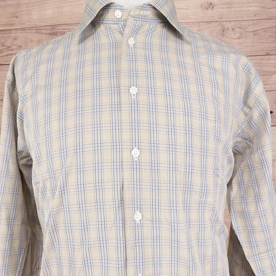 Nautica Shirt Mens 16.5 34/35 Brown Blue Plaid Long Sleeve Button Front Cotton - Image 1 of 4
