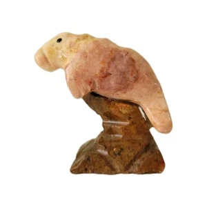 Vintage Stone Carved Manatee Figurine Sculpture Gemstone Decor Solid Stone 2.5" - Picture 1 of 6