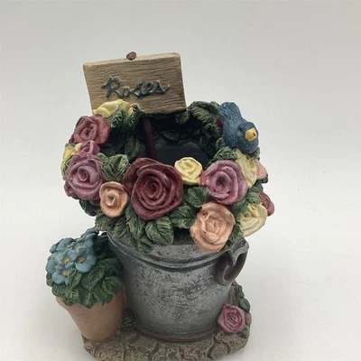  Maceta Rosas con Pájaro y Detalles Florales Multicolor Foto 1 de 4