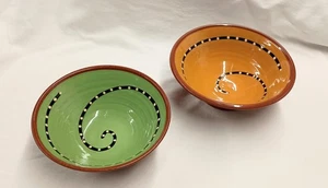 2 OUR TOWN Studio Art Pottery BOWLS Oregon 2006 + 2013 Signed Earthenware Swirls - Picture 1 of 9