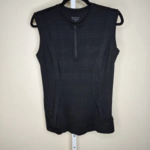 Athleta Pacifica Illume UPF Fitted Tank Zip Stretch Heathered Black Size S - Picture 1 of 11