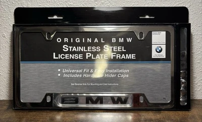 Vintage Original BMW Stainless Steel License Plate Frame 82120010395 - Image 1 of 2