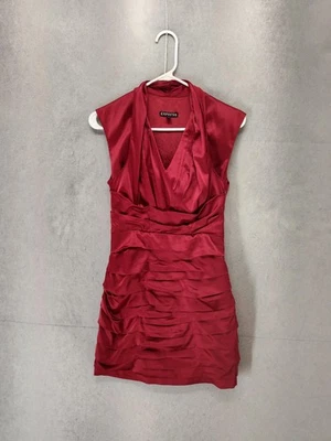 Vestido Express Para Mujer 2 Rojo Acanalado Satén Mini Cóctel Fiesta Vacaciones Noche Foto 1 de 4