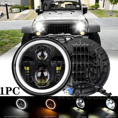 Faro LED redondo punto 7" pulgadas haz alto/bajo negro para Jeep Wrangler JK TJ CJ LJ Foto 1 de 4