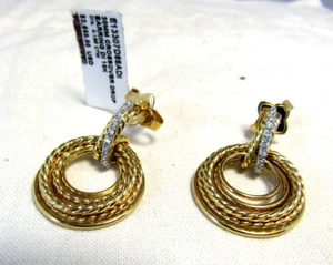 Brandneu David Yurman 18K Gelbgold Crossover Pave Diamant Ohrhänger - Bild 1 von 13
