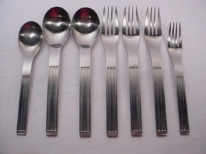 7 Pc Dansk Thebe Wide Rib Stainless Flatware Forks Spoons - Picture 1 of 9