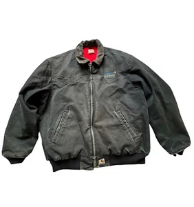 Carhartt 3X Santa Fe Duck giacca da lavoro tela rossa trapuntata invecchiata nera vintage - Foto 1 di 24