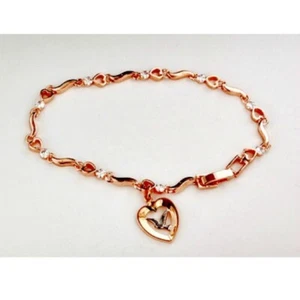 Imm. Rose Gold Holy Spirit Dove in Heart Sterling Charm Bracelet Confirmation - Picture 1 of 1