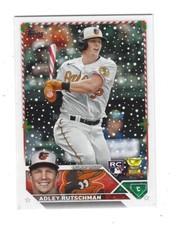 2023 TOPPS HOLIDAY ADLEY RUTSCHMAN CANDY CANE BAT SP INSERT ROOKIE CARD #H50