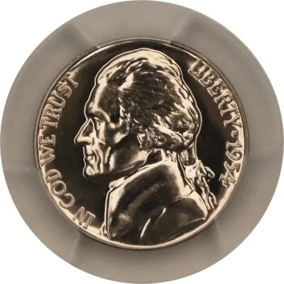 ONE OF PR68 1954 JEFFERSON NICKEL PCGS GRADED US 5C PROOF P-MINT EXACT COIN - Image 1 of 4