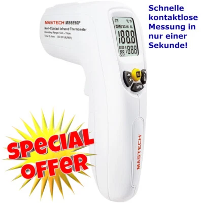 ✅ Infrarot Thermometer Fiberthermometer kontaktlos Mastech mit Speicher