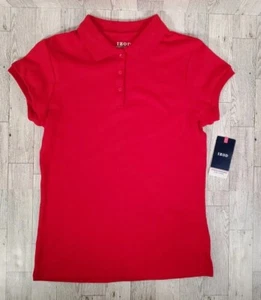 Izod Shirt Girls LARGE 14 Polo School Uniform Short Sleeve Red Scalloped NEW - Picture 1 of 8