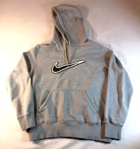 Nike Vintage Hoodie Gray Large Embroidered Center Swoosh Logo Mens Medium - Picture 1 of 12